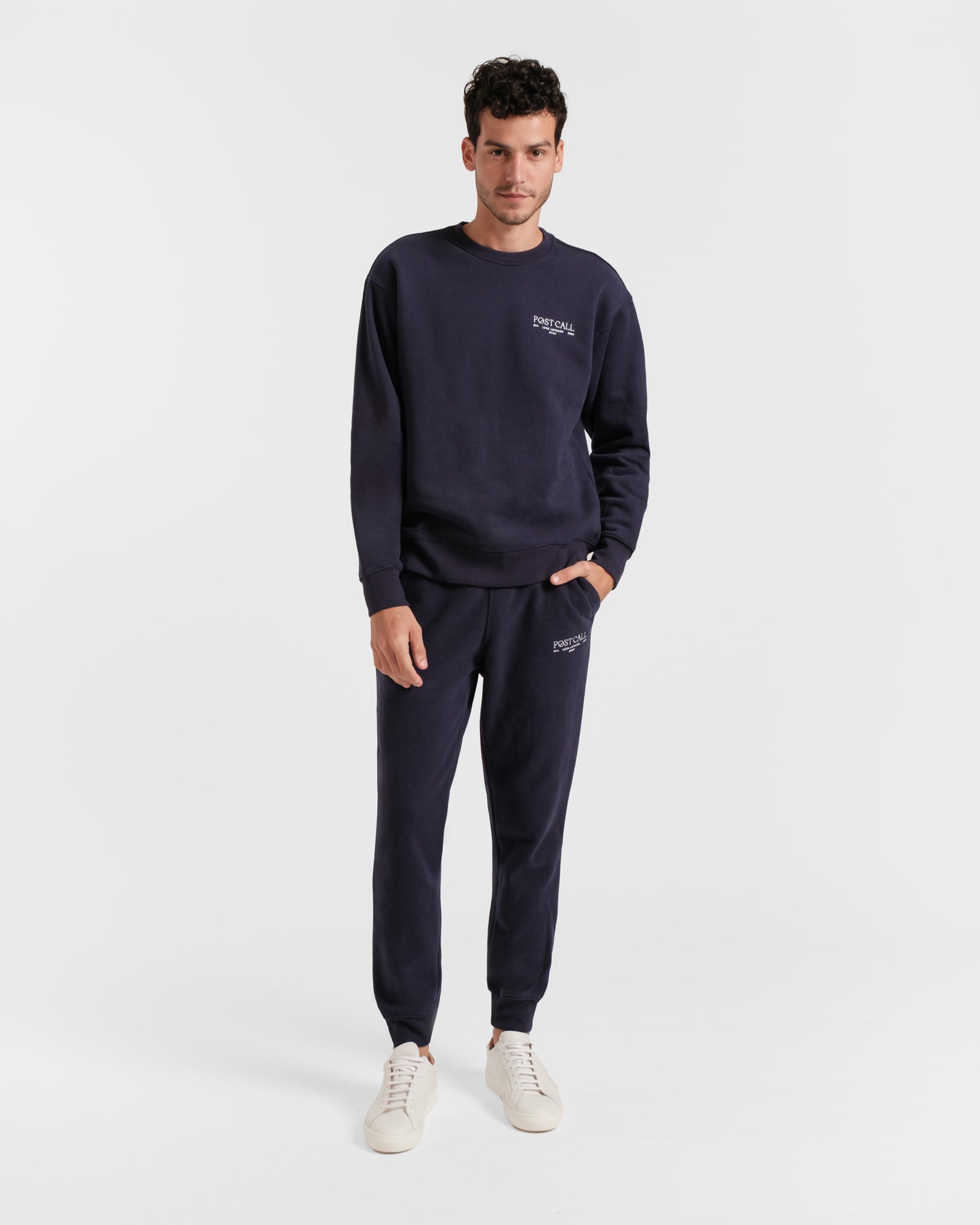 Post Call Contrast Crewneck in Navy - On Call