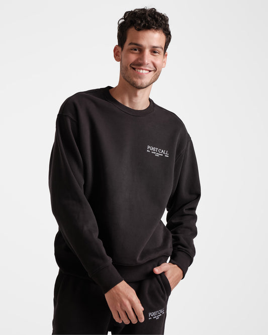Post Call Contrast Crewneck in Black - On Call