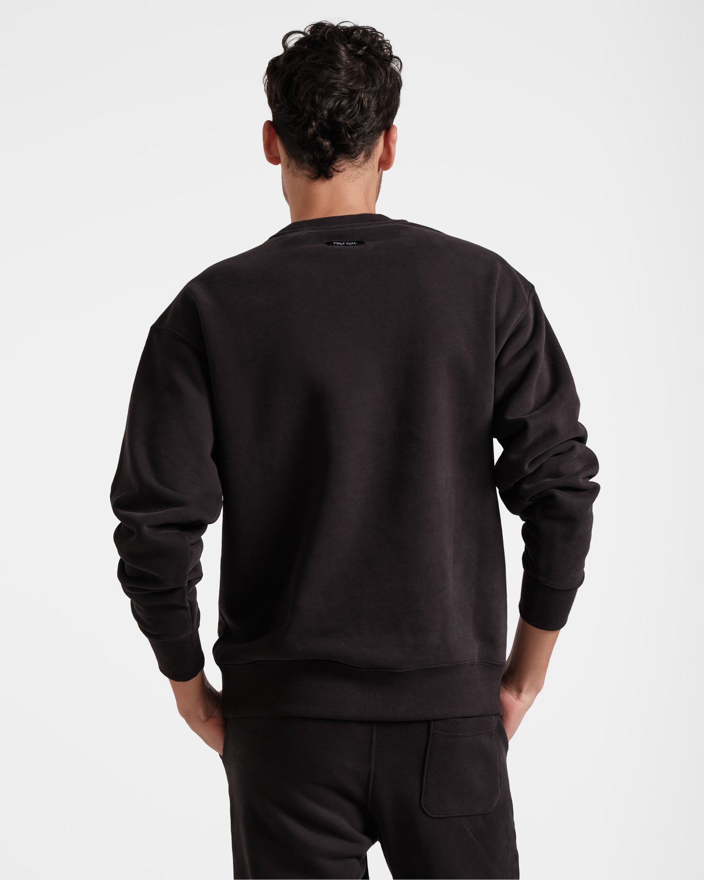 Post Call Contrast Crewneck in Black - On Call