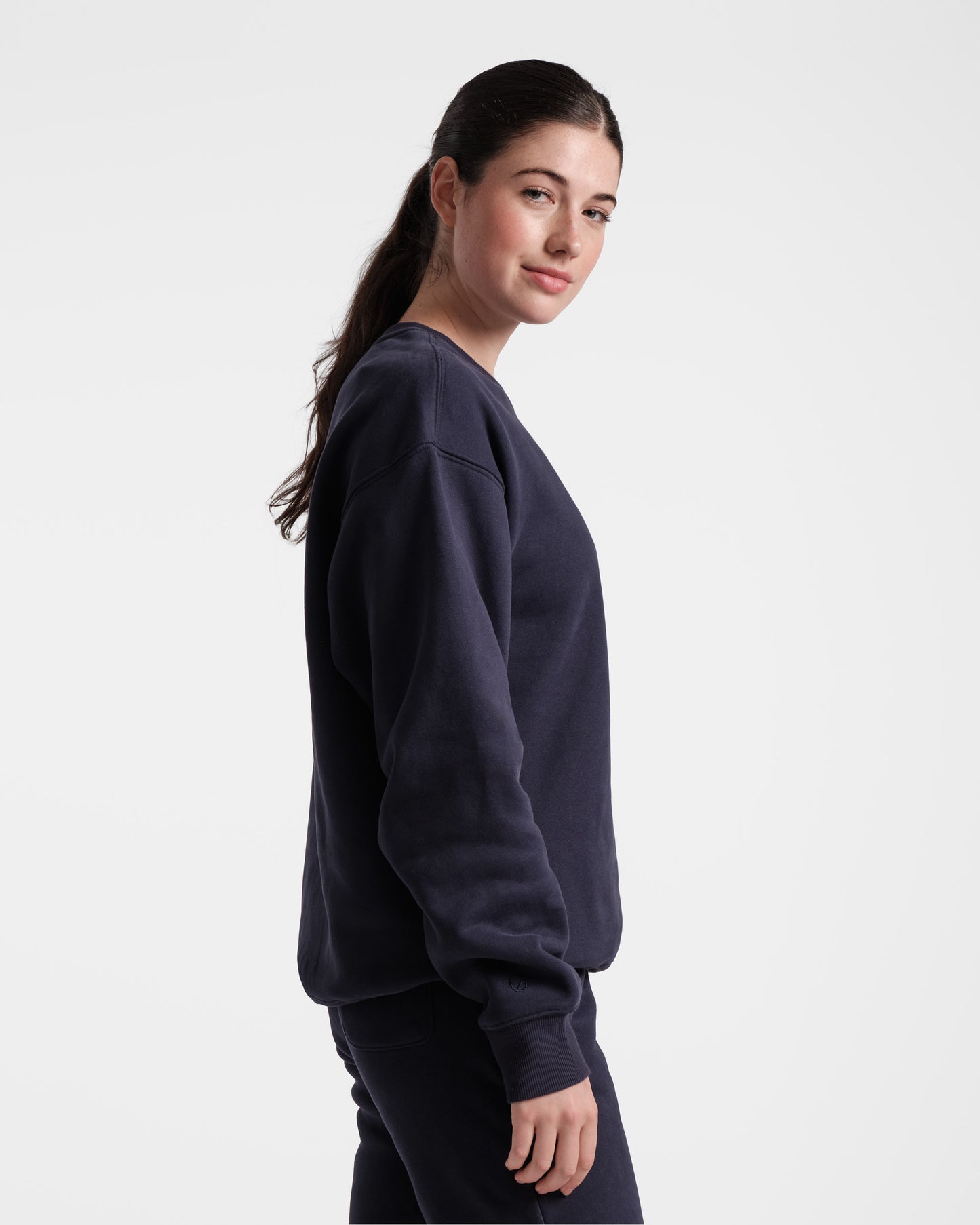 Post Call Contrast Crewneck in Navy - On Call