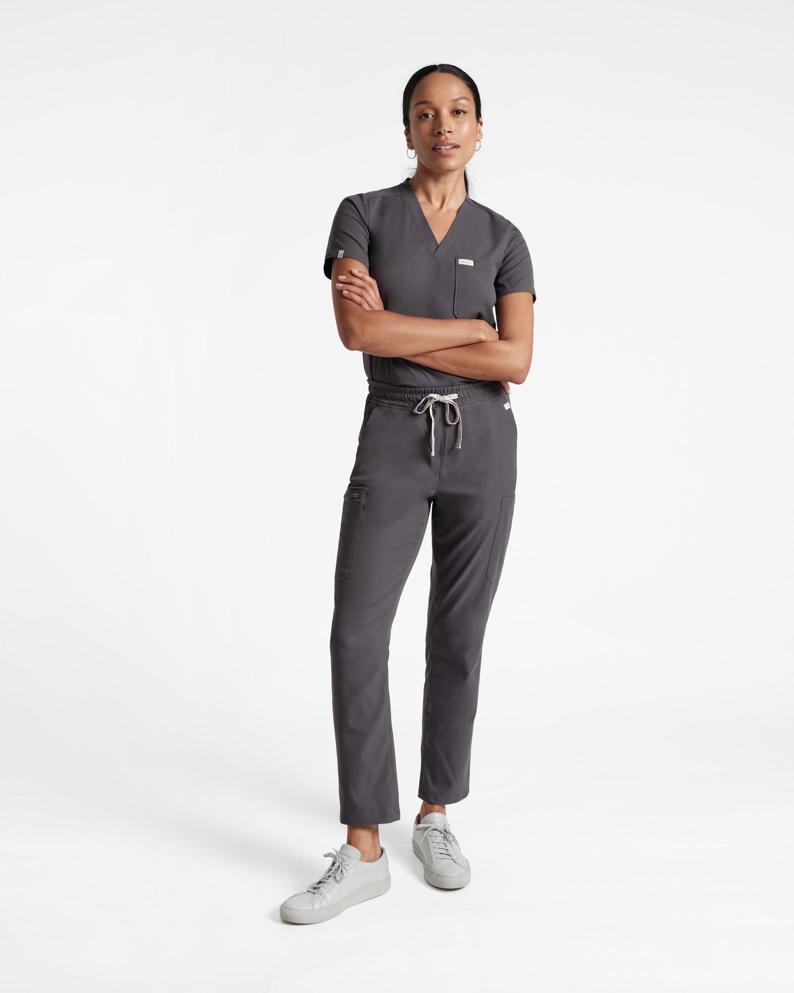 Women's cargo scrub pant in dark grey's