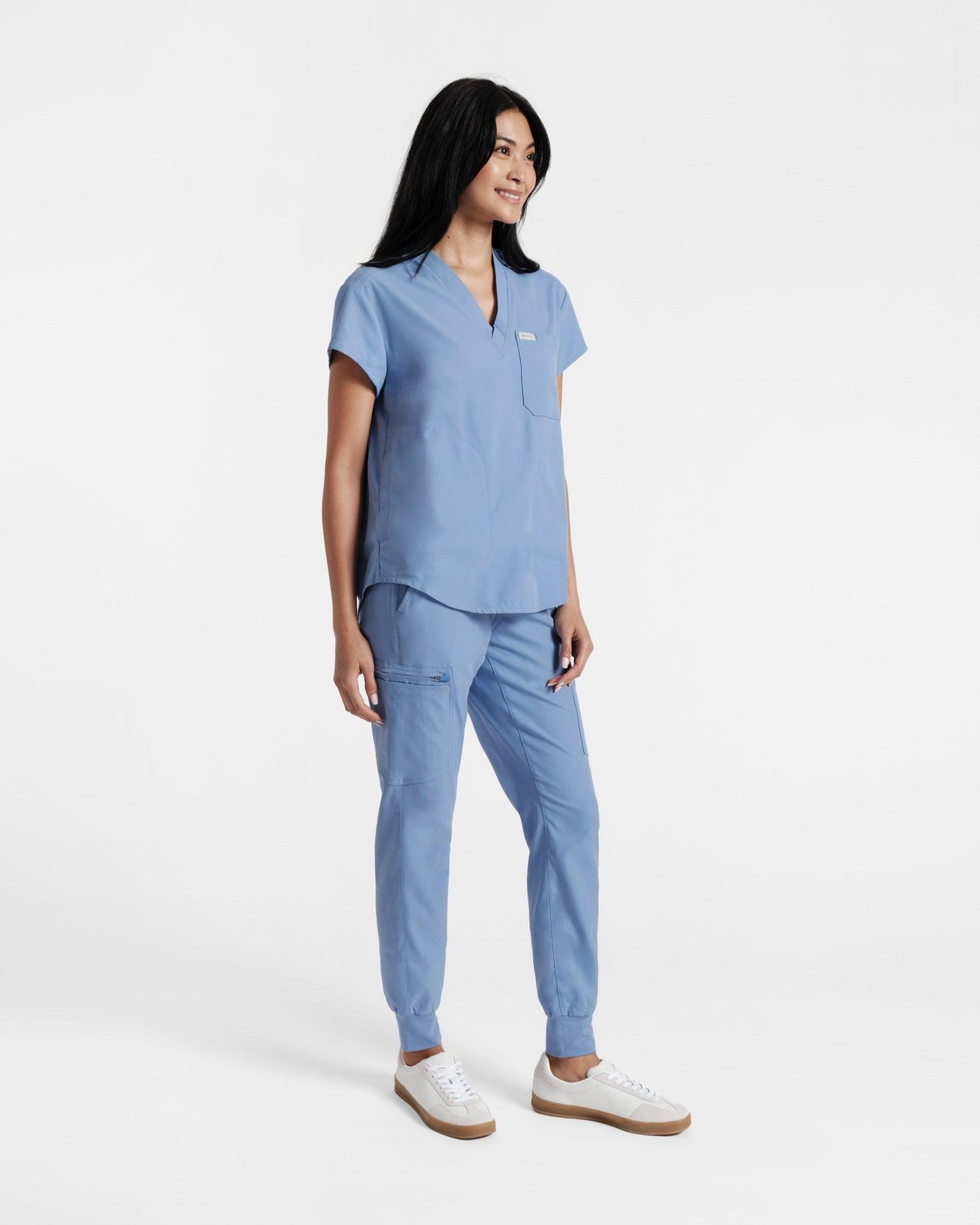 Women's scrub top in Ciel Blue