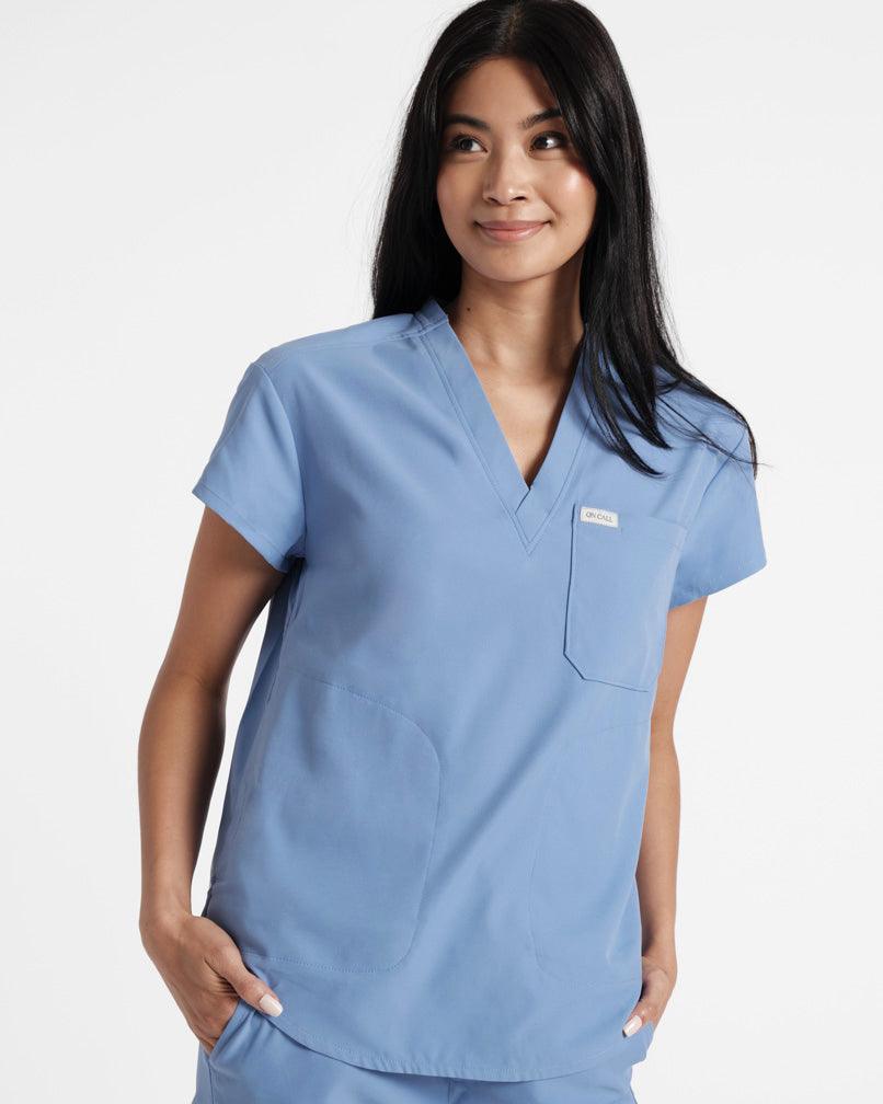 Women's scrub top in Ciel Blue