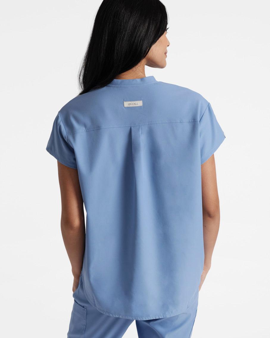 Women's scrub top in Ciel Blue