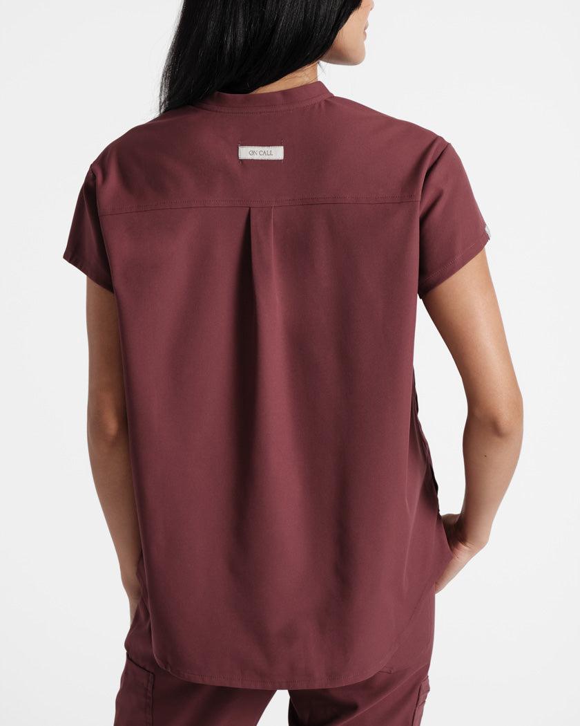 Women's scrub top in heme red