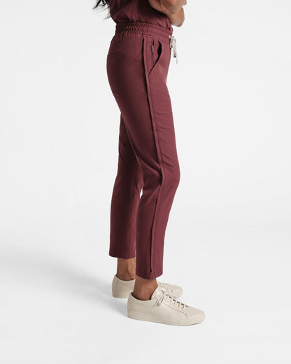 Women's straight leg scrub pant in heme red