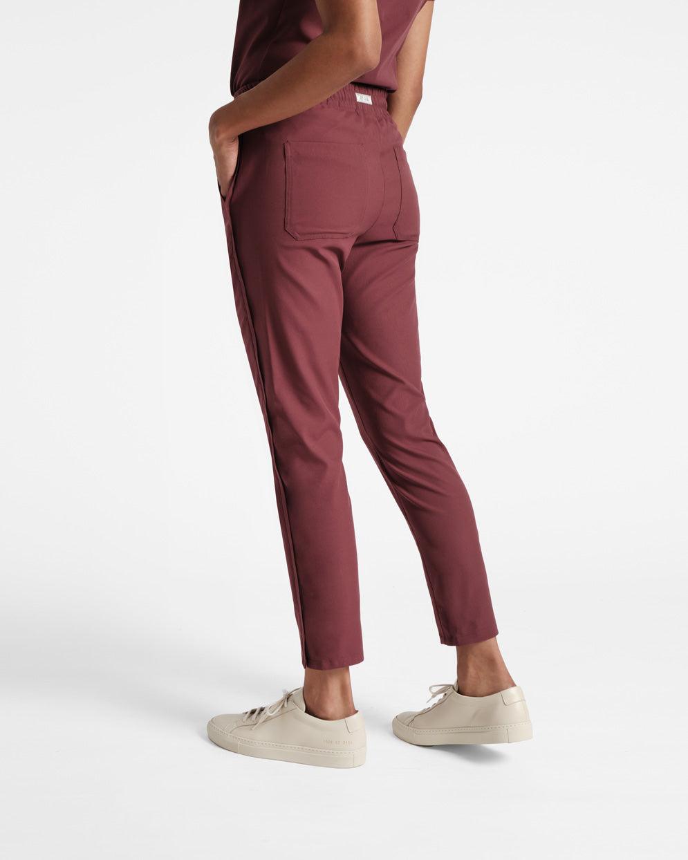 Women's straight leg scrub pant in heme red