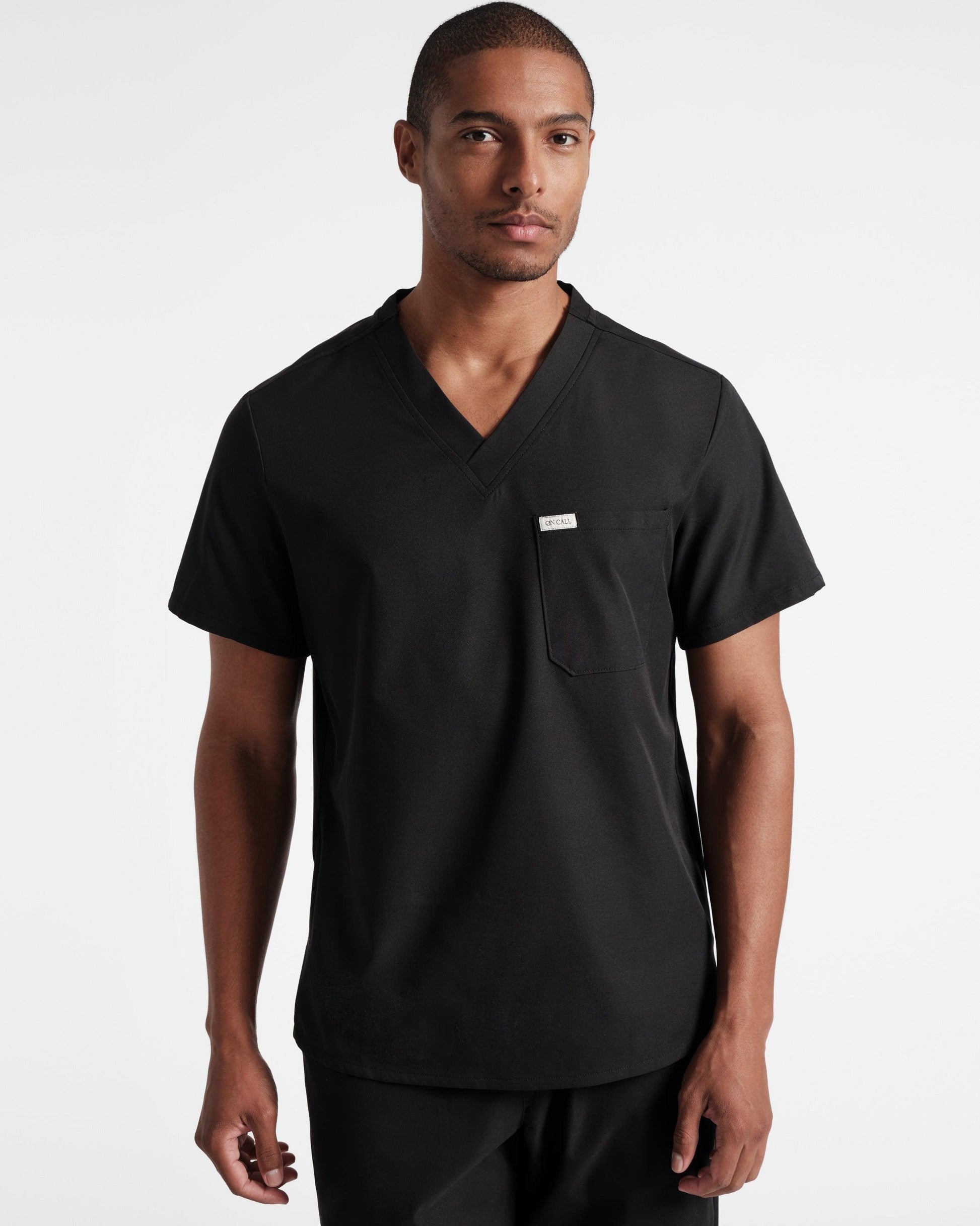 Men's scrub top in black