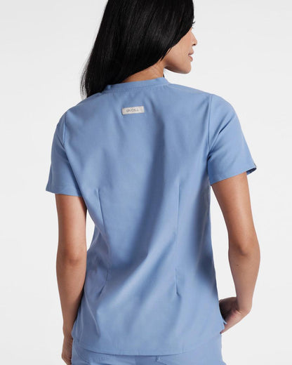 Women's classic scrub top in ciel blue 