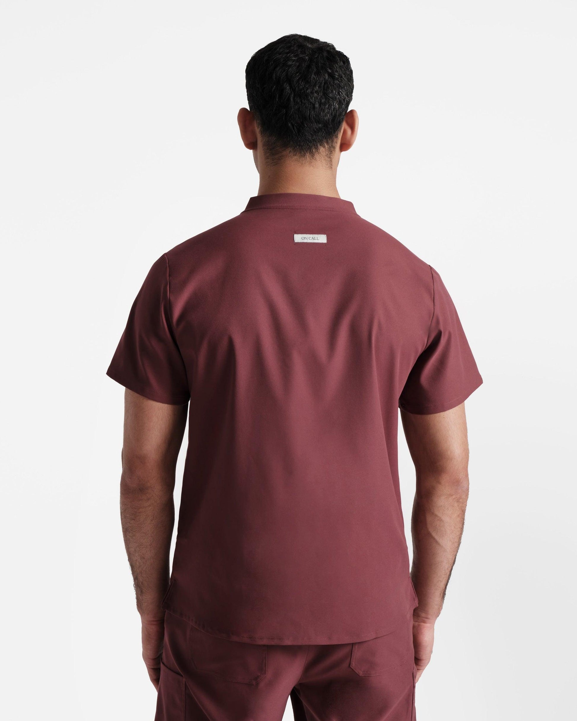 Men's classic scrub top in heme red 