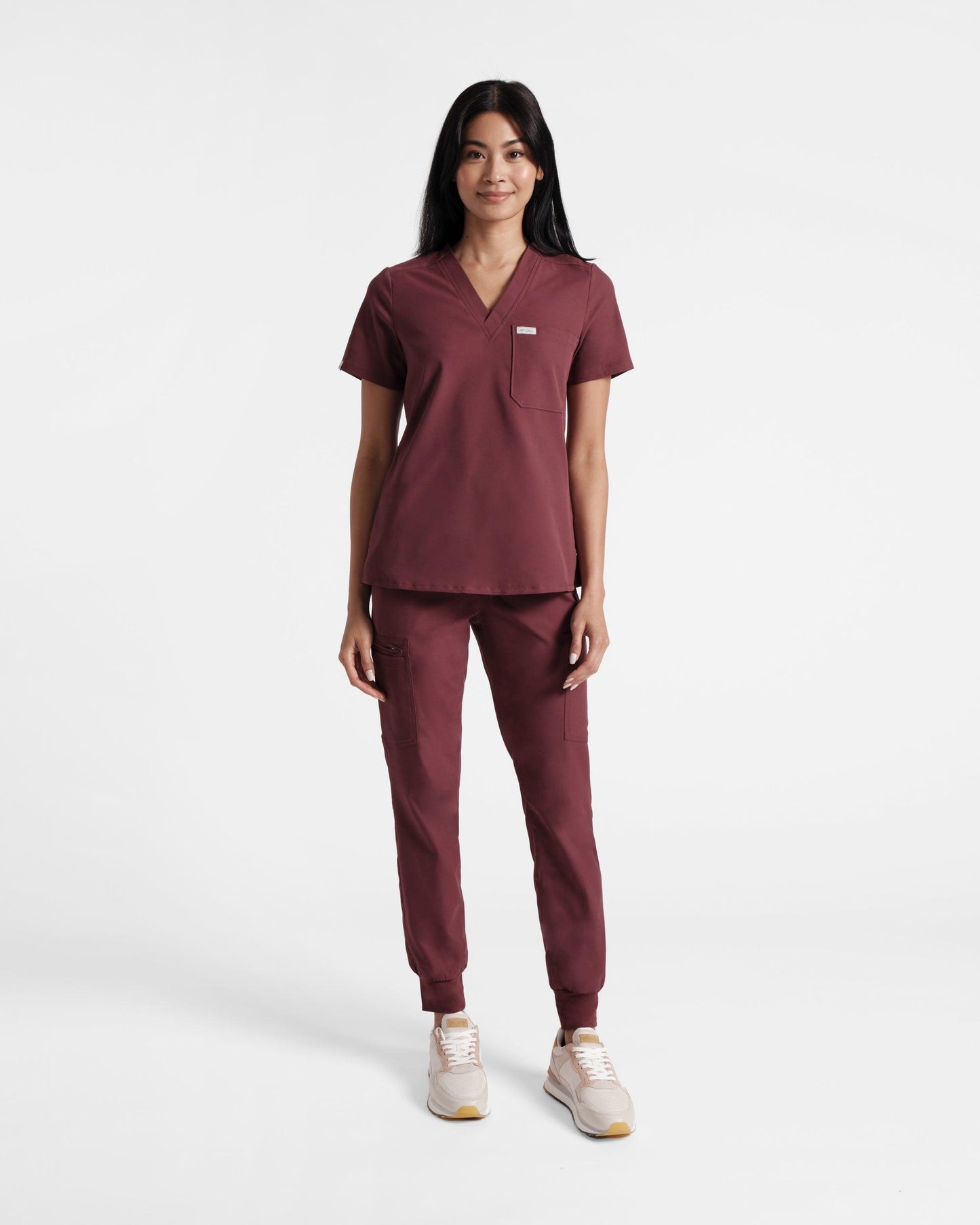 Women's classic scrub top in heme red