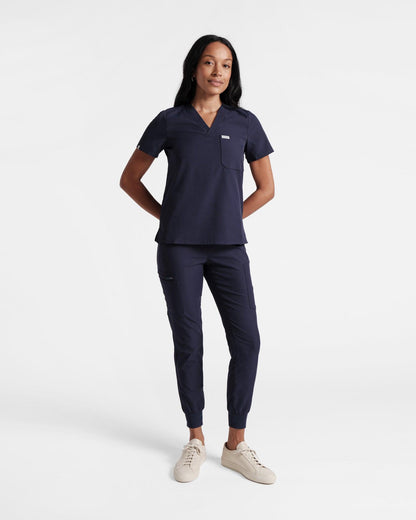 Women's navy classic scrub top