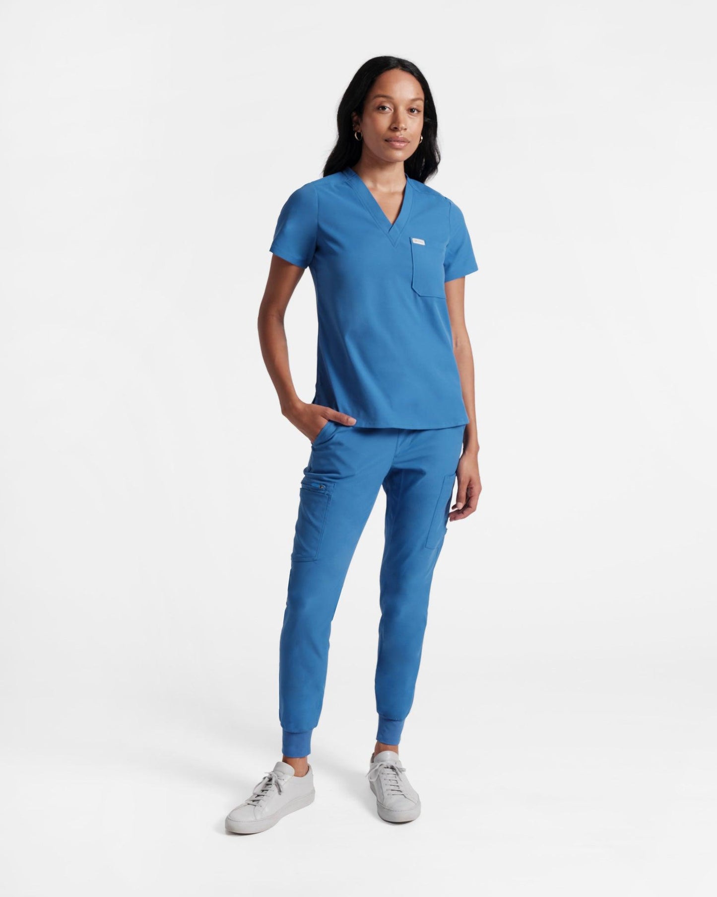 Women's classic scrub top in venous blue