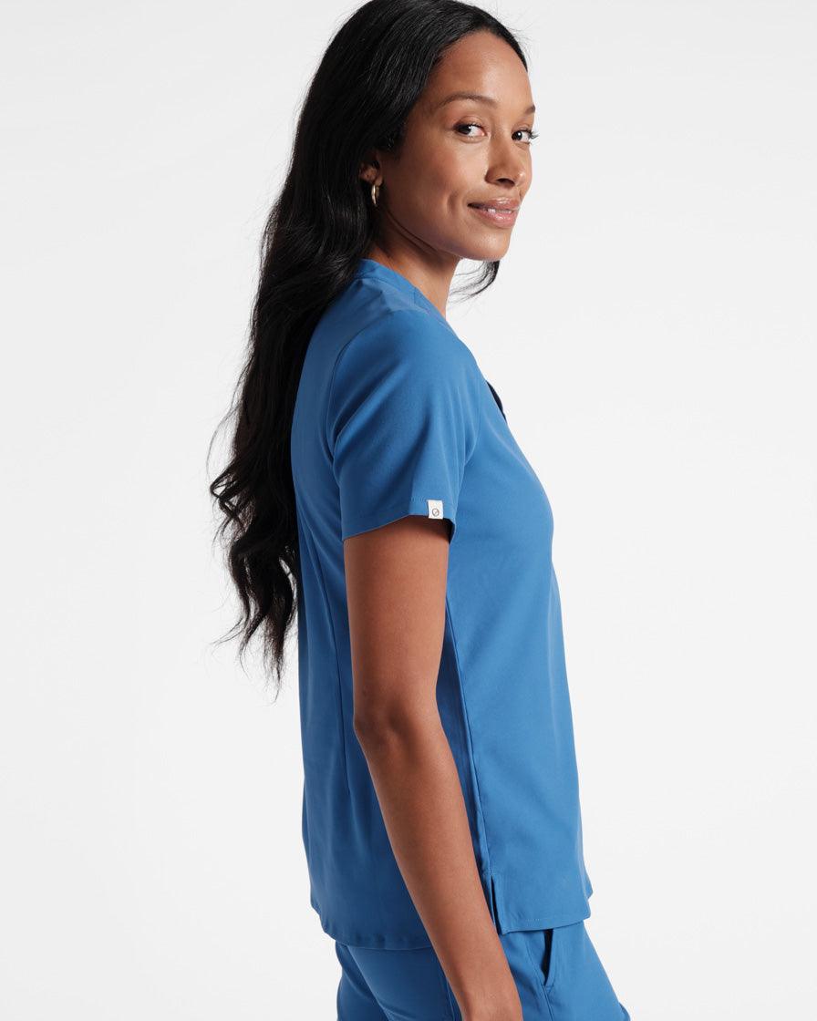 Women's classic scrub top in venous blue