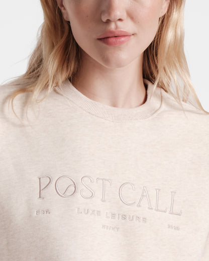 Post Call Crewneck in Heather Beige