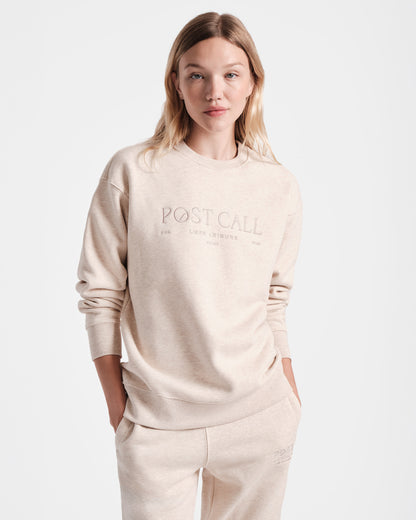 Post Call Crewneck in Heather Beige