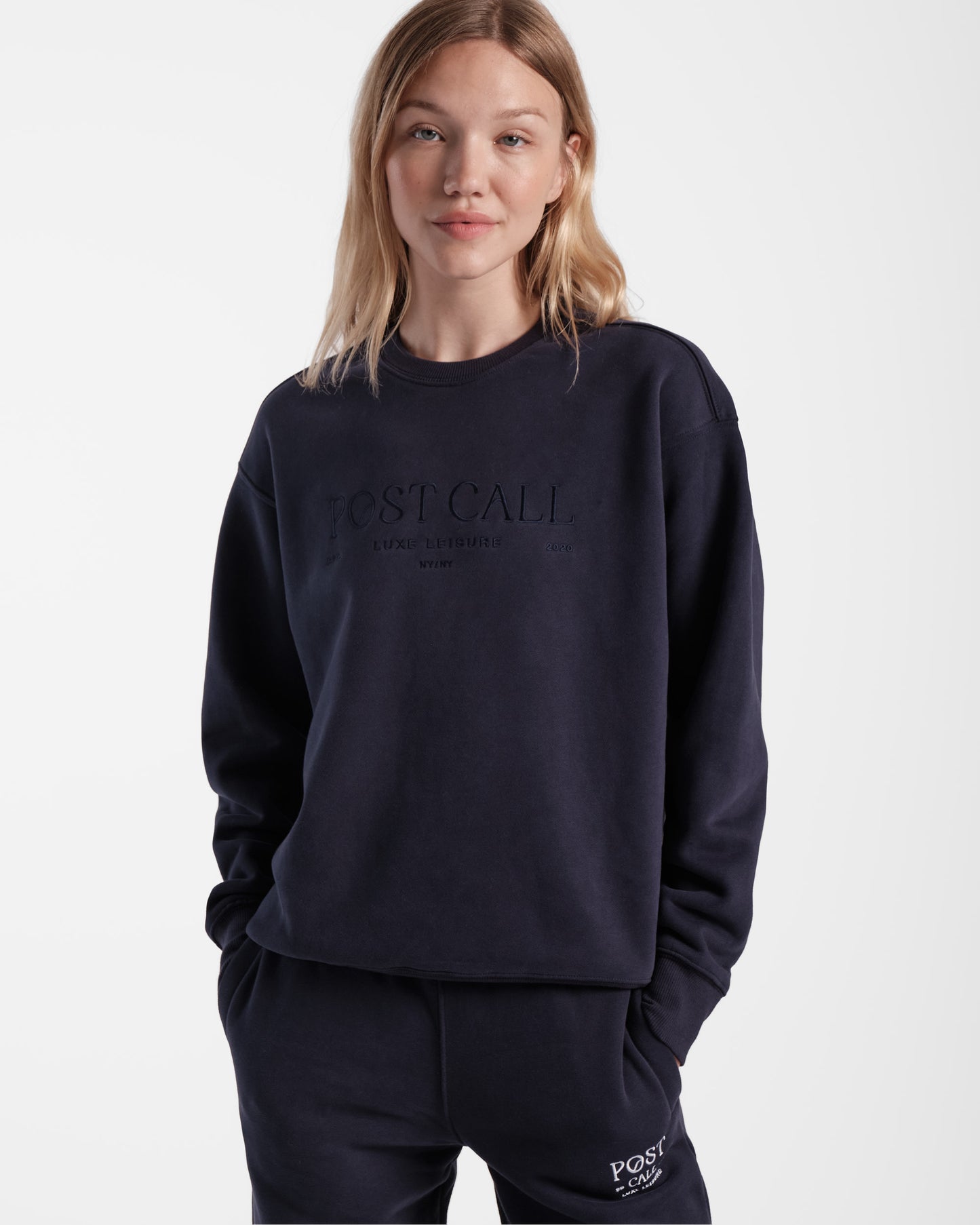 Post Call Crewneck in Navy