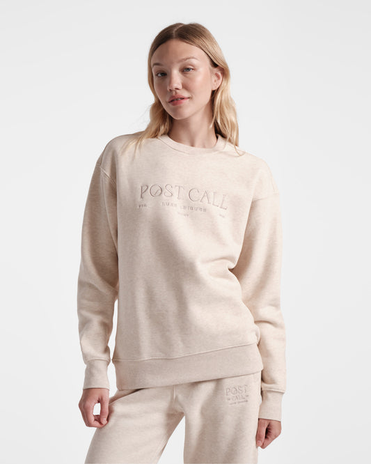 Post Call Crewneck in Heather Beige