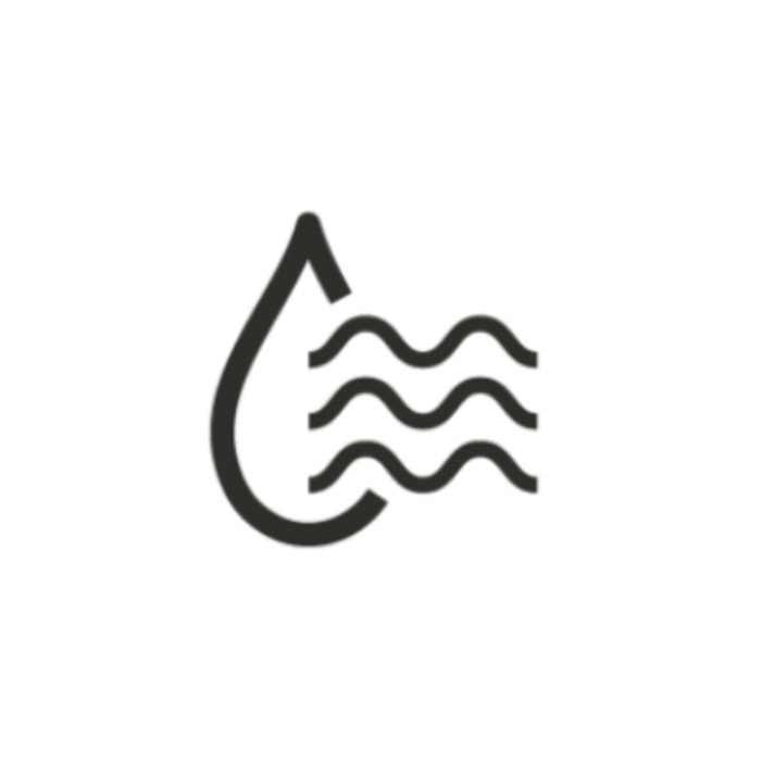 Icon of a droplet with wavy lines below on a white background
