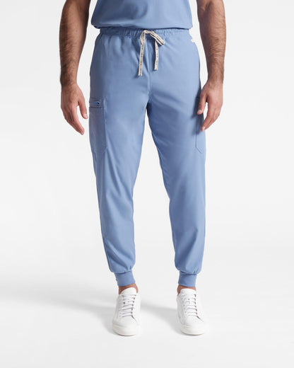 Men's jogger cargo scrub in ciel blue